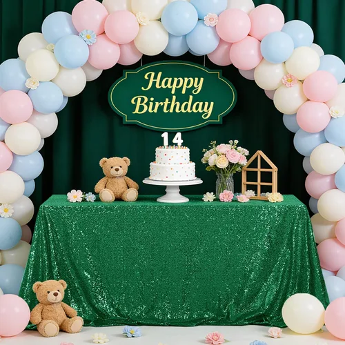 Miniatura 8 de Mantel de lentejuelas color verde hierba de 50 x 80 pulgadas, mantel de mesa con purpurina, secuencia brillante para decoración de mesa de Acción