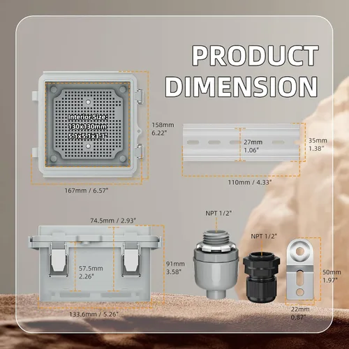 Miniatura 2 de Joinfworld Caja Eléctrica al Aire Libre Impermeable IP67 6X6 Caja de Proyecto de Plástico Recinto Resistente a la Intemperie para WiFi Electrónica