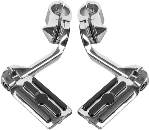 Miniatura 16 de TCT-MOTORPARTS Estriberas negras de 1/4 de pulgada y 1.25 pulgadas, estriberas ajustables para motocicleta en ángulo largo para Harley Touring Road