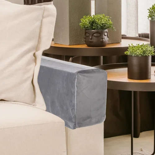 Miniatura 5 de BESPORTBLE Fundas elásticas para reposabrazos para sillas, sofá, sillón, sofás de terciopelo para el hogar, oficina, sofá reclinable, color gris