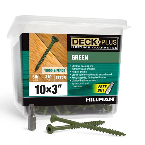 Miniatura 32 de Deck Plus Tornillos para Madera Exterior y Cercas con Revestimiento Epoxi de 2-1/2 Pulgadas #10 x 2-1/2" Torx/Star Drive Incluido Rosca Gruesa, Verde