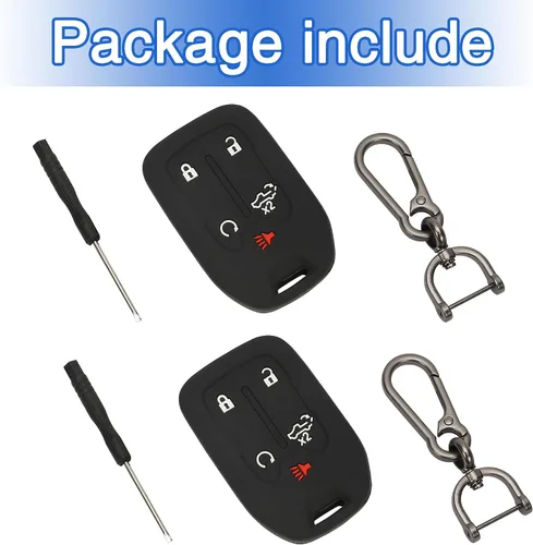 Miniatura 7 de TOMALL Paquete de 2 fundas para llavero GMC con llavero, funda de llave de goma de silicona de 5 botones compatible con GMC Acadia Sierra Terrain