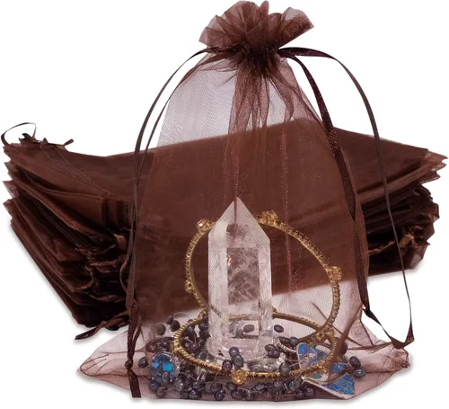 Miniatura 53 de TheDisplayGuys - Paquete de 48 bolsas de regalo de organza transparente negra de 2 x 2-3/4 pulgadas con cordón, bolsas de regalo para joyas, bolsas