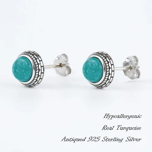 Miniatura 55 de Aretes de plata de ley con piedra natal de cristal real, joyería para mujer, moda occidental 925, envejecida, bohemia, hecha a mano, el mejor regalo