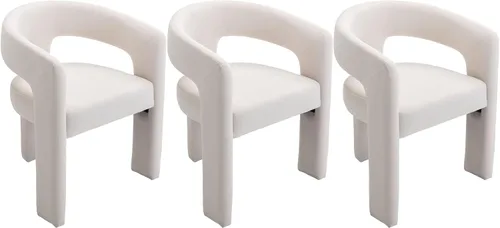 Miniatura 28 de VESCASA Silla de Comedor de Barril de Terciopelo con Respaldo Abierto, Sillón Lateral de Acento Moderno Tapizado con 3 Patas para Caqui-terciopelo