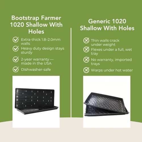 Miniatura 6 de Bootstrap Farmer - Bandejas Microgreen 1020, paquete de 5 bandejas de semillas extra resistentes y poco profundas con orificios - Cultivo