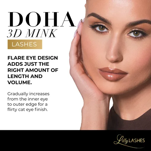 Miniatura 2 de Lilly Lashes Doha Pestañas de visón 3D, la Lilly Lash original para un aspecto esponjoso y natural, pestañas reutilizables hasta 25 veces, pestañas