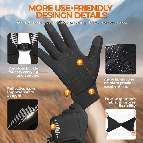Miniatura 5 de rivmount Guantes de invierno para mujeres y hombres para clima frío, correr, conducir, ciclismo, resistente al agua y pantalla táctil, guantes