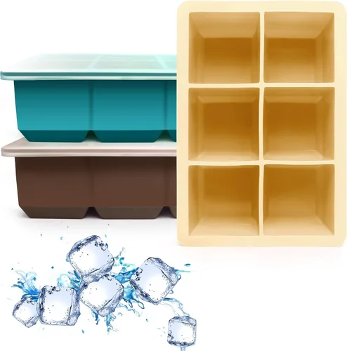 Miniatura 19 de Excnorm Bandejas de silicona para cubitos de hielo, paquete de 3, moldes de silicona para cubitos de hielo de gran tamaño con tapa extraíble a