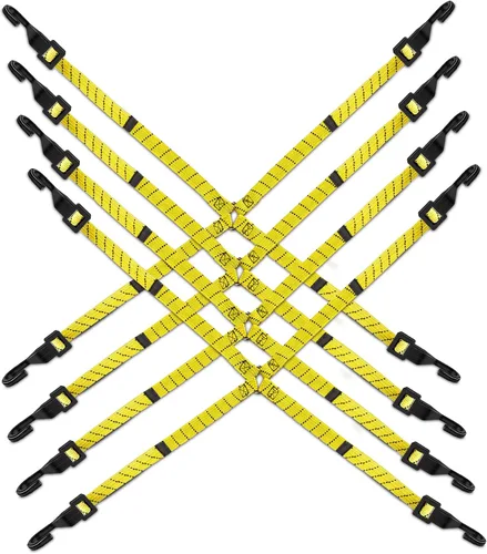 Miniatura 21 de Paquete de 4 cordones elásticos planos ajustables de 3 vías con ganchos, fácil de ajustar la longitud de los 3 lados, Lucky Straps 30 pulgadas