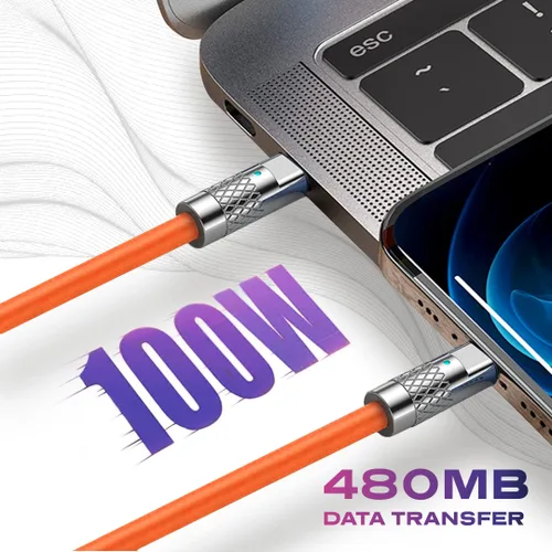 Miniatura 2 de Statik TsumoCharge - Cable USB C a USB C de 100 W de carga rápida, silicona resistente e irrompible, soporta transferencia de datos cable tipo C a
