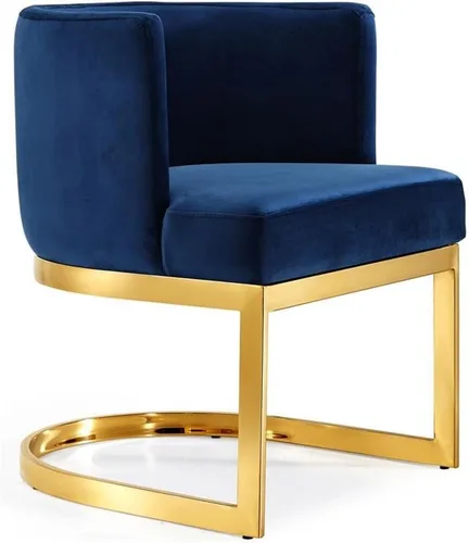 Miniatura 9 de Meridian Furniture Gianna Collection Modern Silla de comedor tapizada de terciopelo contemporáneo con marco de metal dorado pulido, 24 pulgadas