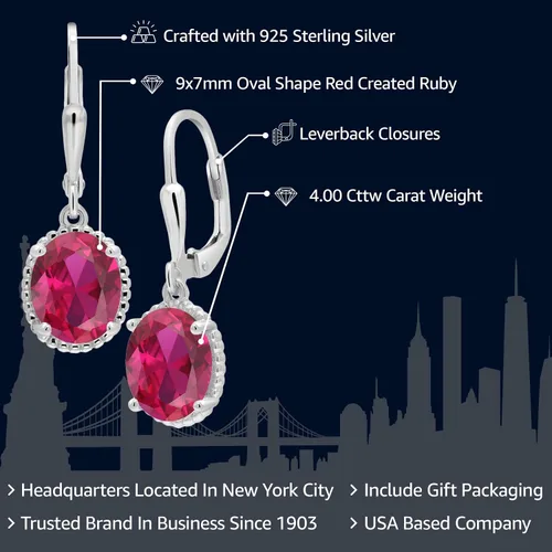 Miniatura 58 de Gem Stone King Aretes colgantes de gota para mujer, plata de ley 925, piedra natal ovalada de 0.354 x 0.276 in, joyería fina, regalos para ella