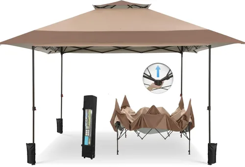 Miniatura 29 de MFSTUDIO Carpa Desplegable de 10x10 pies, Refugio Gazebo Sombra Solar Toldos Impermeables Patio Portátil Carpas con Malla Desplegables para Playa