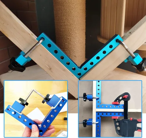 Miniatura 4 de Cuadrados de posicionamiento de 90 grados de 5.5 x 5.5 pulgadas, cuadrados de ángulo recto con 8 abrazaderas, abrazadera de esquina tipo L