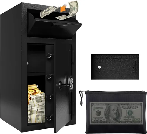 Miniatura 10 de Caja fuerte de caída de 2.6 pies cúbicos para dinero de negocios con ranura de depósito, combinación digital y mecanismo anti-extracción para hogar