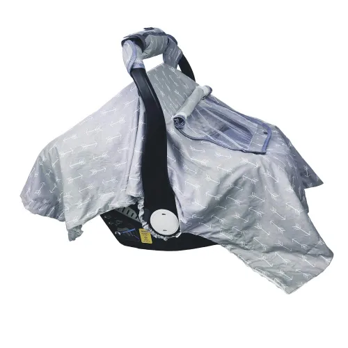 Miniatura 4 de Fundas para asientos de coche para bebés niño/niña, toldo para asiento de coche para portabebés recién nacido, 2 capas de ventanas de malla/tela
