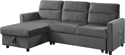 Miniatura 4 de Lilola Home Ivy - Sofá cama modular reversible de terciopelo de 82 pulgadas con diván de almacenamiento, sofá extraíble en forma de L que ahorra