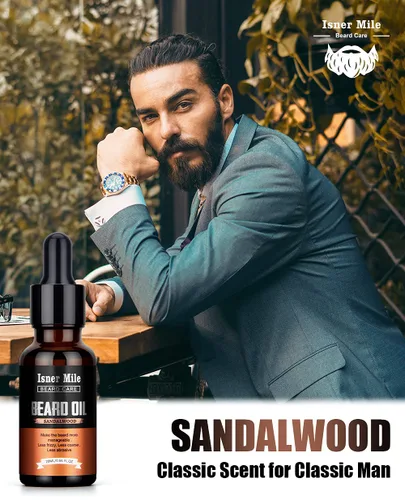 Miniatura 7 de ISNER MILE Kit de aceite para barba: regalos para hombres, papá, novio, acondicionador de bigotes, suaviza, fuerza con sándalo, ron de laurel