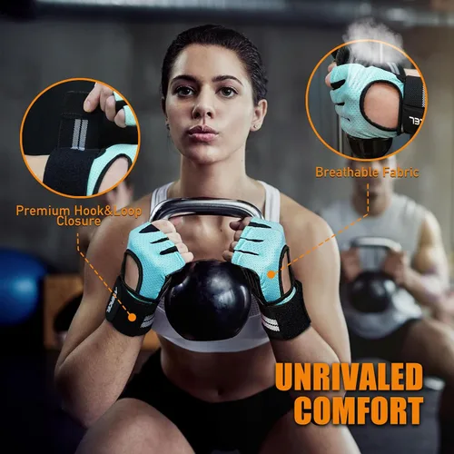 Miniatura 3 de ATERCEL Guantes de entrenamiento transpirables con soporte de muñeca para gimnasio, ejercicio, dominadas, súper ligeros para hombres y mujeres
