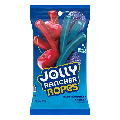 Miniatura 3 de JOLLY RANCHER Ropes - Bolsa de dulces con sabor a frambuesa azul y cereza, 6 onzas