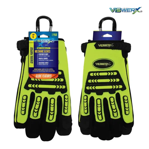 Miniatura 6 de Guantes mecánicos de alta visibilidad, protectores ajustables para muñecas y nudillos, guantes de trabajo resistentes, guantes de seguridad