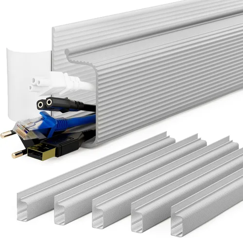 Miniatura 9 de YECAYE Organizador de cables de 94.2 pulgadas bajo el escritorio, montaje adhesivo de fácil instalación, ocultador de cables, organizador de cables