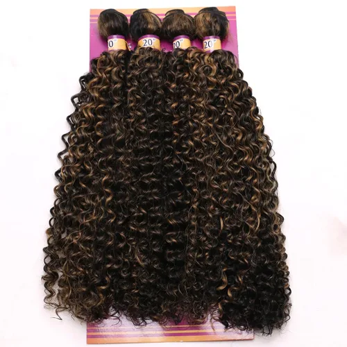 Miniatura 9 de Extensiones de cabello sintético rubio rizado ondulado, paquetes de 16 18 18 20 pulgadas, color 613. Extensiones de trama de cabello sintético Jerry