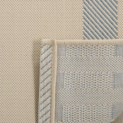 Miniatura 80 de SAFAVIEH Alfombra Lavable para Exteriores Colección Courtyard - 2'3" x 4', Beige y Azul, Patrón a Cuadros, No Desprende Pelusa y Fácil Limpieza
