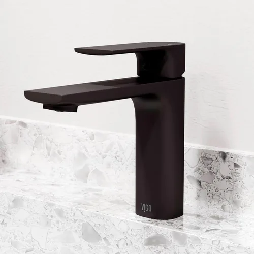 Miniatura 2 de VIGO Davidson VG01043MB - Grifo de baño de un solo mango de 6 pulgadas de alto, color negro mate