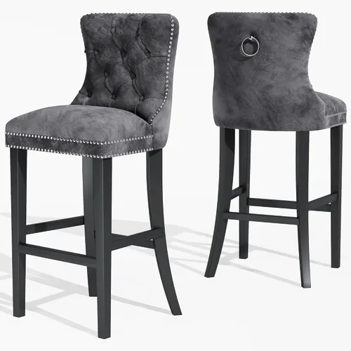 Recaceik Juego de 2 taburetes de bar de altura de mostrador, modernos taburetes de bar de terciopelo con respaldo, taburetes de bar tapizados de 27