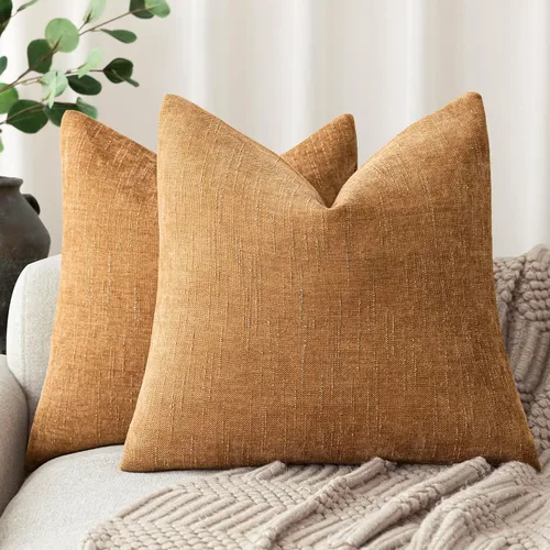 Miniatura 46 de Foindtower - Paquete de 2 fundas de almohada decorativas, cuadradas, cómodas, unicolor, suaves, lumbares, estilo rústico neutro, para sofá, sillón