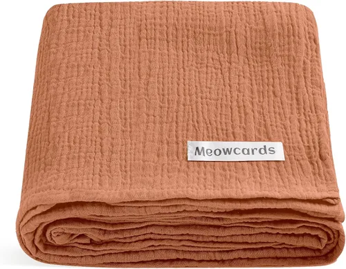Miniatura 12 de meowcards Mantas de muselina para envolver al bebé, esenciales unisex para bebés niños y niñas, tamaño grande 47 x 47 pulgadas, mantas de recepción