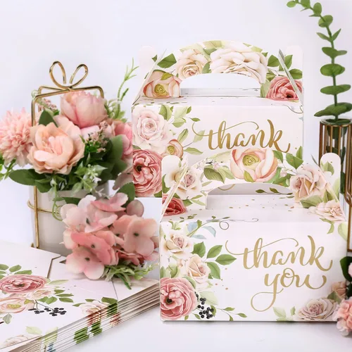Miniatura 8 de Paquete de 24 cajas de regalo de fiesta, cajas de dulces de agradecimiento de papel de aluminio dorado para bodas, despedidas de soltera, cajas