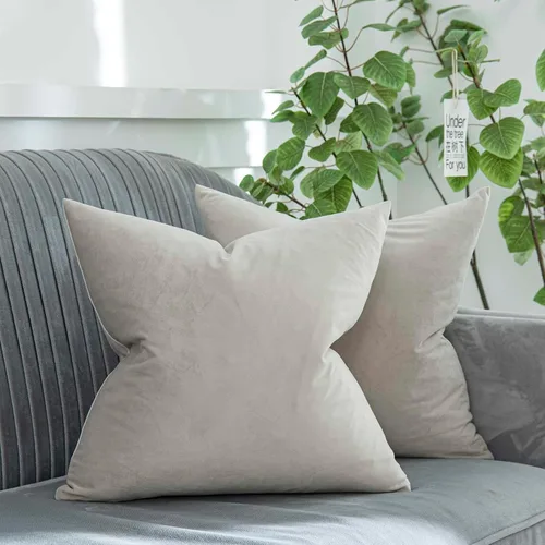 Miniatura 31 de Juego de 2 fundas de almohada decorativas de terciopelo de 14 x 14 pulgadas con cremallera, fundas de cojín cuadradas suaves y lisas de lujo