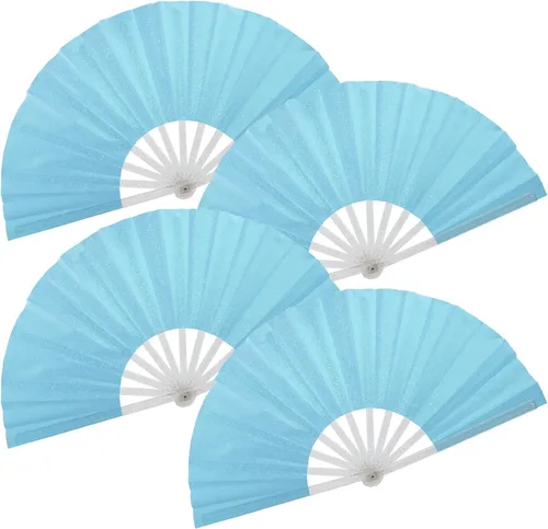 Miniatura 26 de 2 ventiladores plegables grandes de mano para hombres y mujeres, abanicos decorativos plegables, accesorios rave, utilizados para bailes, fiestas