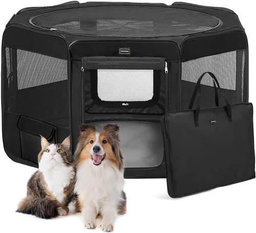 DONORO Corralito portátil para perros pequeños, gatos, conejos, pollos, corralito para gatos para interiores y exteriores con estuche de transporte,