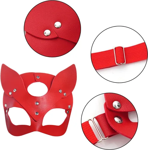 Miniatura 3 de Yookat Paquete de 3 máscaras de cuero para fiesta de máscaras, máscara de piel de zorro, máscara de mascarada para mascarada, cosplay, fiesta