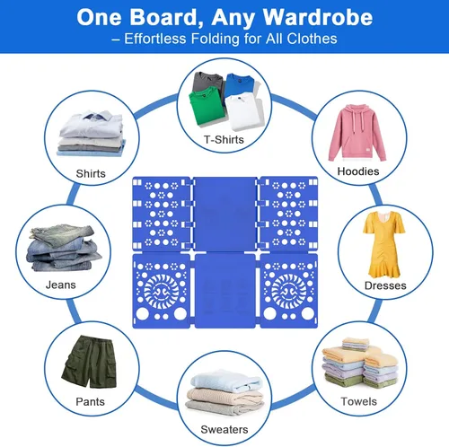 Miniatura 7 de BoxLegend Tabla Plegable para Camisas Carpeta de Ropa Camisetas Tabla de Plegado Duradera Clasificador de Ropa Auxiliar, Azul Azul real