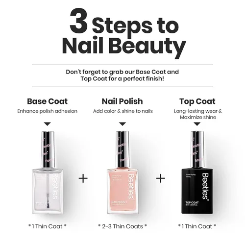 Miniatura 7 de Beetles - Juego de 6 esmaltes de uñas color nude, mousse de coco, de secado rápido, color rosa, de larga duración, neutro, marrón, rojo, borgoña