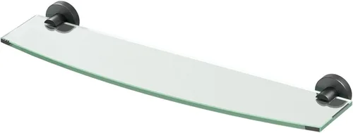 Gatco 4636MX Glam - Estante de vidrio curvado, 20 pulgadas, negro mate/montado en la pared, 20.13 x 5.50 pulgadas, estante de vidrio templado curvado