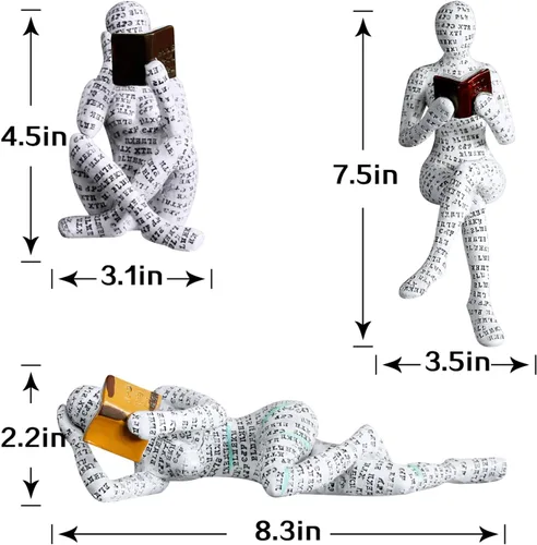 Miniatura 3 de Estatua de dama de lectura, estatua de dama decorativa femenina, estatua de pensador, escultura estética para habitación, estantería, escritorio