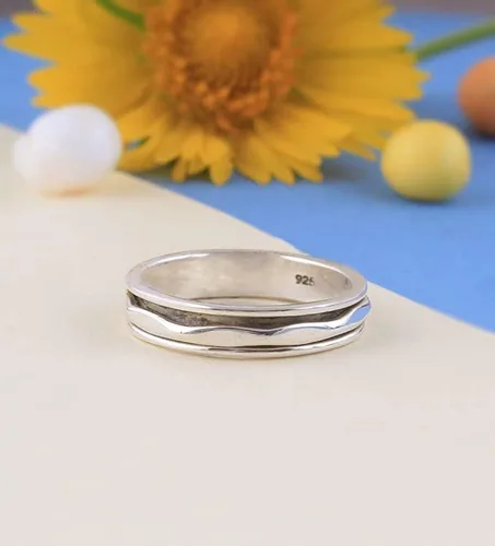 Miniatura 4 de Anillo giratorio de plata de ley 925 sólido giratorio de banda fina 8 Plata de ley 925