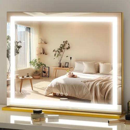 Miniatura 21 de FENNIO - Espejo de tocador con luces, espejo de maquillaje iluminado LED, pantalla táctil con 3 modos de iluminación, regulable, para mesa
