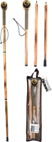 Miniatura 13 de SE 3 piezas de 55" bastón de madera de pino desmontable para caminar/senderismo con punta de metal, punta de goma reforzada y bolsa de viaje