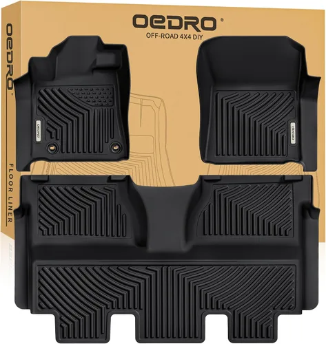 OEDRO Alfombrillas compatibles con Toyota Tundra CrewMax Cab 2014-2021, juego de revestimientos delanteros y de segunda fila de ajuste personalizado
