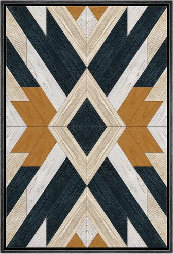 Miniatura 13 de IDEA4WALL Lienzo enmarcado para pared, decoración occidental, collage de polígonos de diamantes, paneles geométricos abstractos de madera, arte