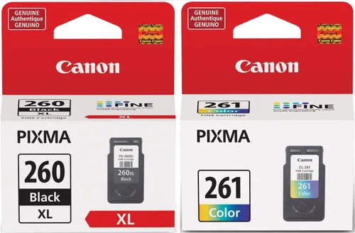Canon Cartucho de tinta negra PG-260 XL + cartucho de tinta de color CL-261 (embalaje al por menor)