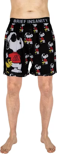 BRIEF INSANITY Snoopy Joe Cool - Calzoncillos tipo bóxer unisex con estampado de cacahuetes, color marrón Charlie