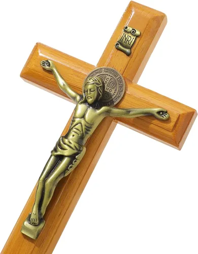 Miniatura 10 de KOMI Crucifijo de pared de 10 pulgadas, cruz de madera de Jesucristo, cruz católica colgante, decoración de pared, regalos católicos para hombres